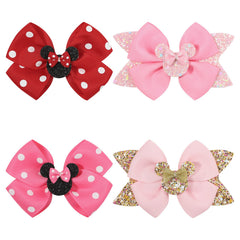 4pcs Sequin Mouse Bow Hair Clips for Girls