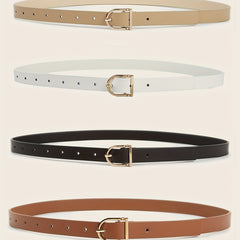 4pcs Girls Classic PU Leather Belt With Golden Buckle