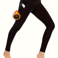 Yoga Fleece Lined Leggings Pocket Workout Tight Pants Women's Activewear