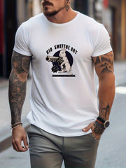 Anime Rabbit Print Men's Graphic Crew Neck T shirt Casual Comfy Tees Tshirts