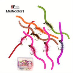 10pcs Squirmy Wormy Fly Trout Fishing Lures with Brass Bead