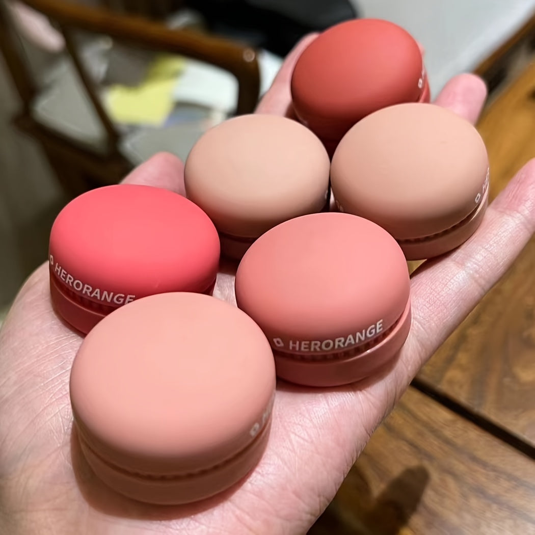 Matte Pink Cheek Tint Blusher Powder with Puff