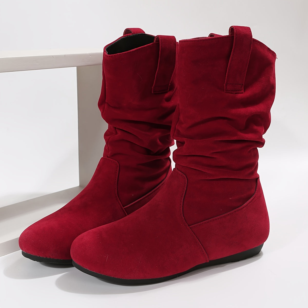 Women's Slouch Ankle Boots Pull On Flat Thermal Comfortable Short Boots