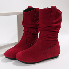 Women's Slouch Ankle Boots Pull On Flat Thermal Comfortable Short Boots