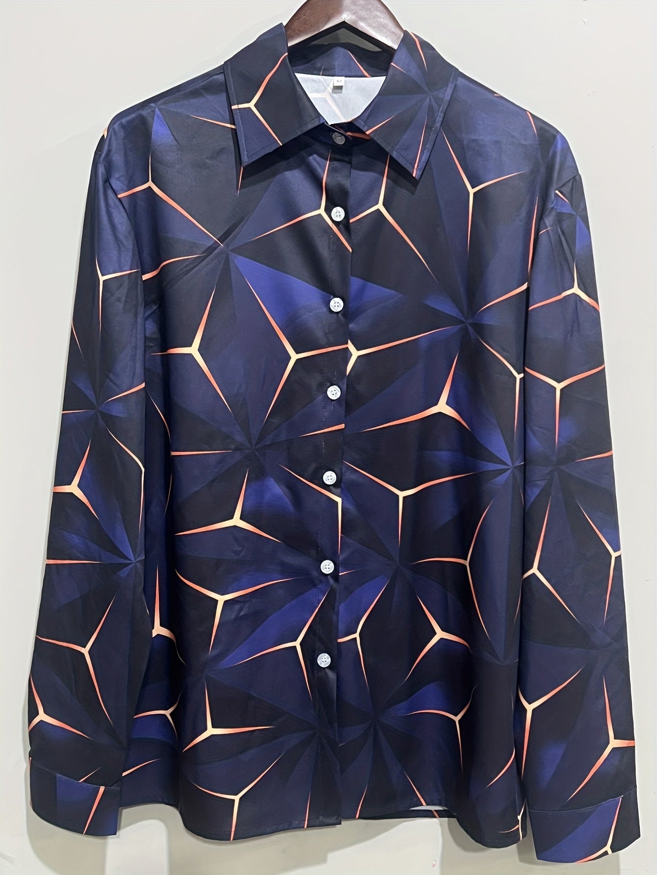 Geometric Print Men's Casual Button Up Shirt