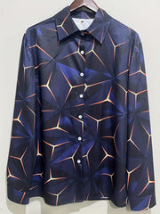Geometric Print Men's Casual Button Up Shirt