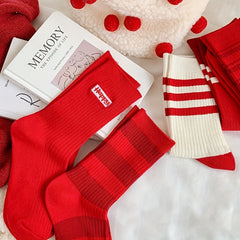 Striped & Letter Print Socks Women's Stockings