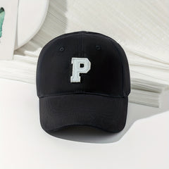 Boys P Letter Embroidered Baseball Cap Adjustable Comfortable Sun Hat