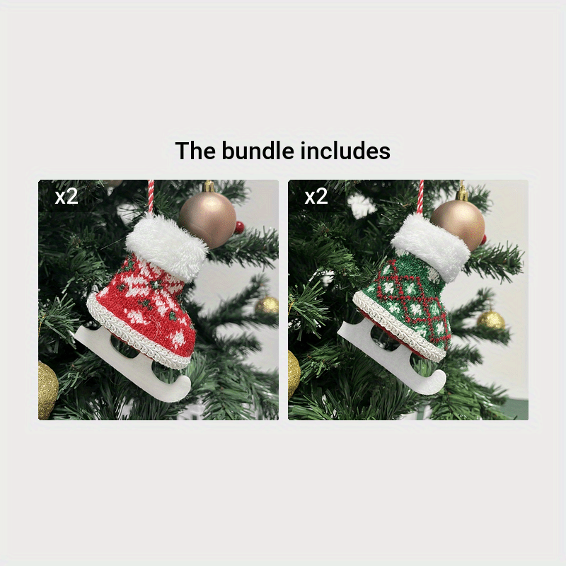 Mini Christmas Skates Pendant Knitted Plush Wool Skates