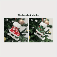 Mini Christmas Skates Pendant Knitted Plush Wool Skates