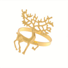 6pcs Christmas Napkin Ring Deer Napkin Holder Cloth Ring Wedding Ornamen