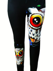 Women's Plus Owl Print High Rise Leggings