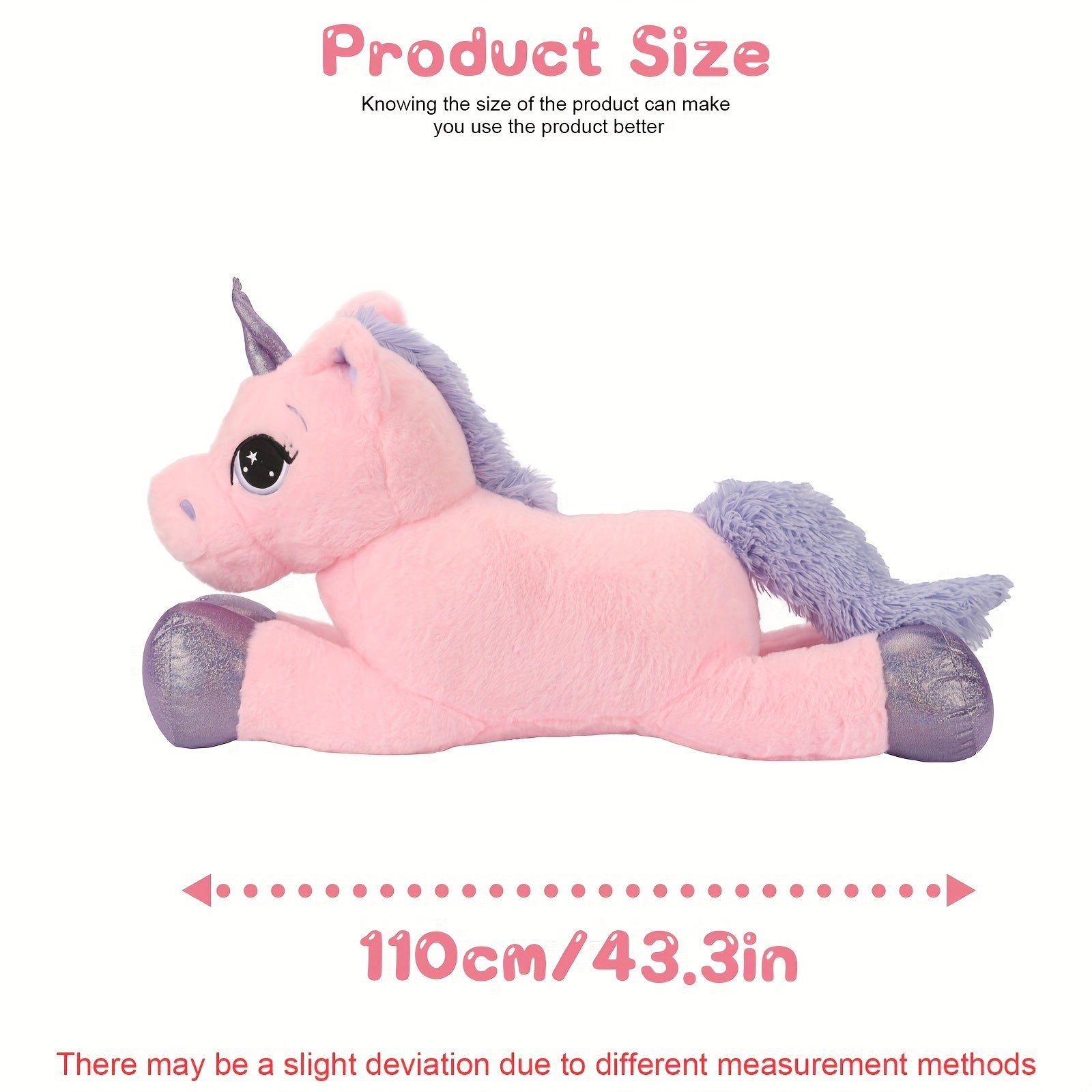 Giant 109 Violet Unicorn Plush Toy Soft Cuddly Cartoon Stuffed Animal