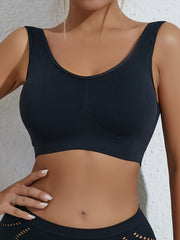 4pcs Solid Tank Crop Tops Removable Padded Sports Top Women's Lingerie