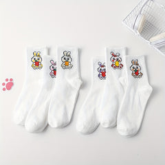 6 Pairs Bunny Print Comfy Socks Women's Stockings