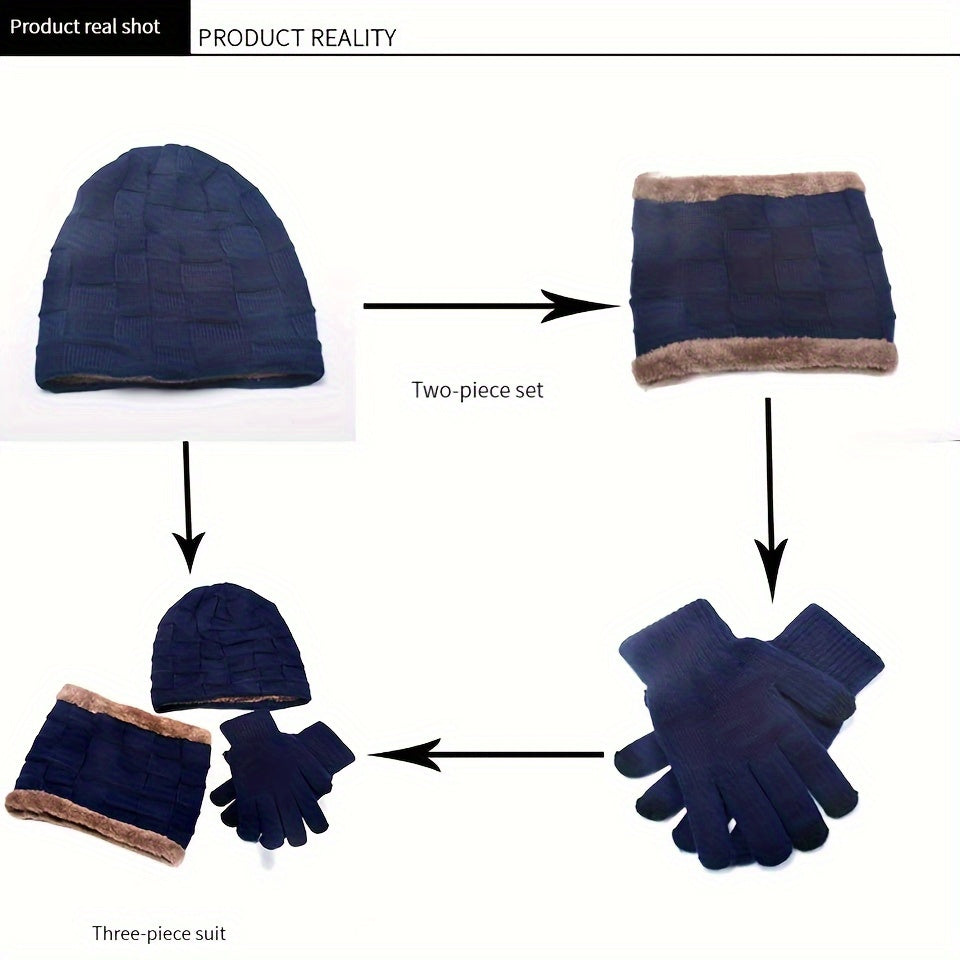 3pcs Winter Fishing Hat Neck Gaiter Gloves Set Warm Hat Outdoor Sports