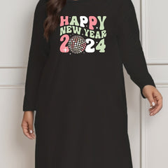 Lounge Dress Women's Slogan Print Long Sleeve Tee