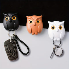 3pcs Owl Wall Hook Blinking Eyes Adhesive Key Hanger