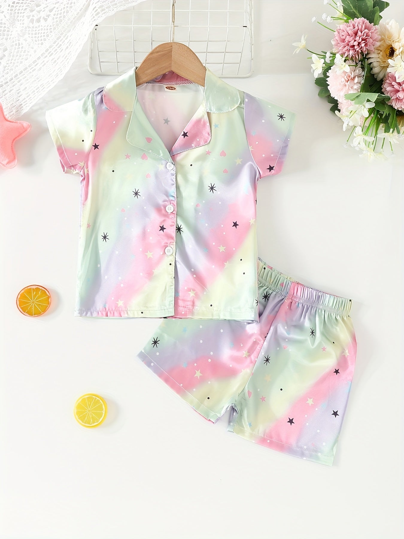 Kids Rainbow Star Cotton Pajama Set