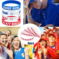 4pcs Softball Silicone Bracelet Durable Sporty Wristband for Fans & Players