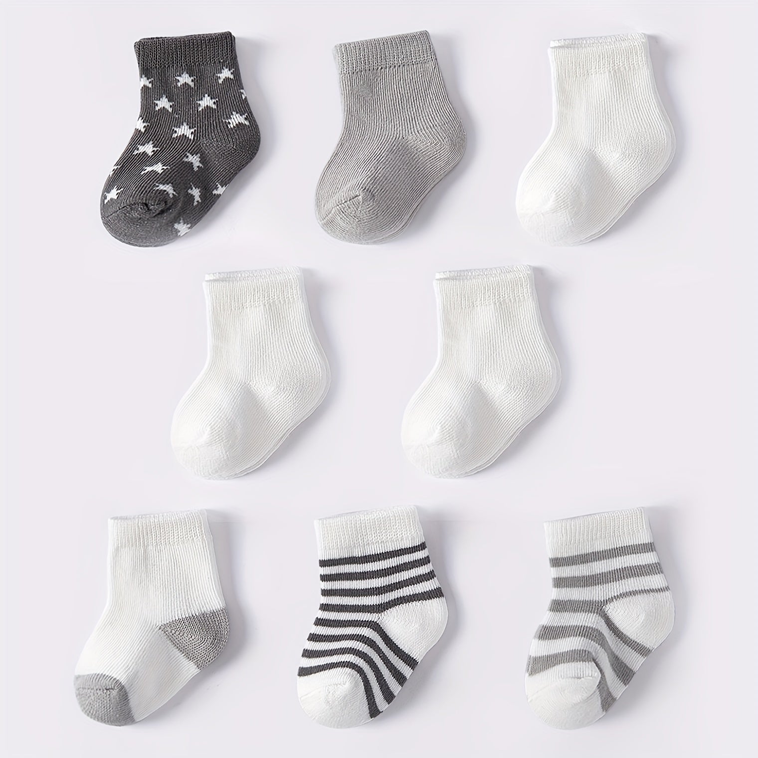 8 Pairs Infants & Toddlers Star & Stripe Socks Spring Autumn