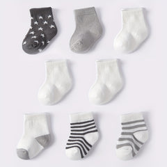 8 Pairs Infants & Toddlers Star & Stripe Socks Spring Autumn
