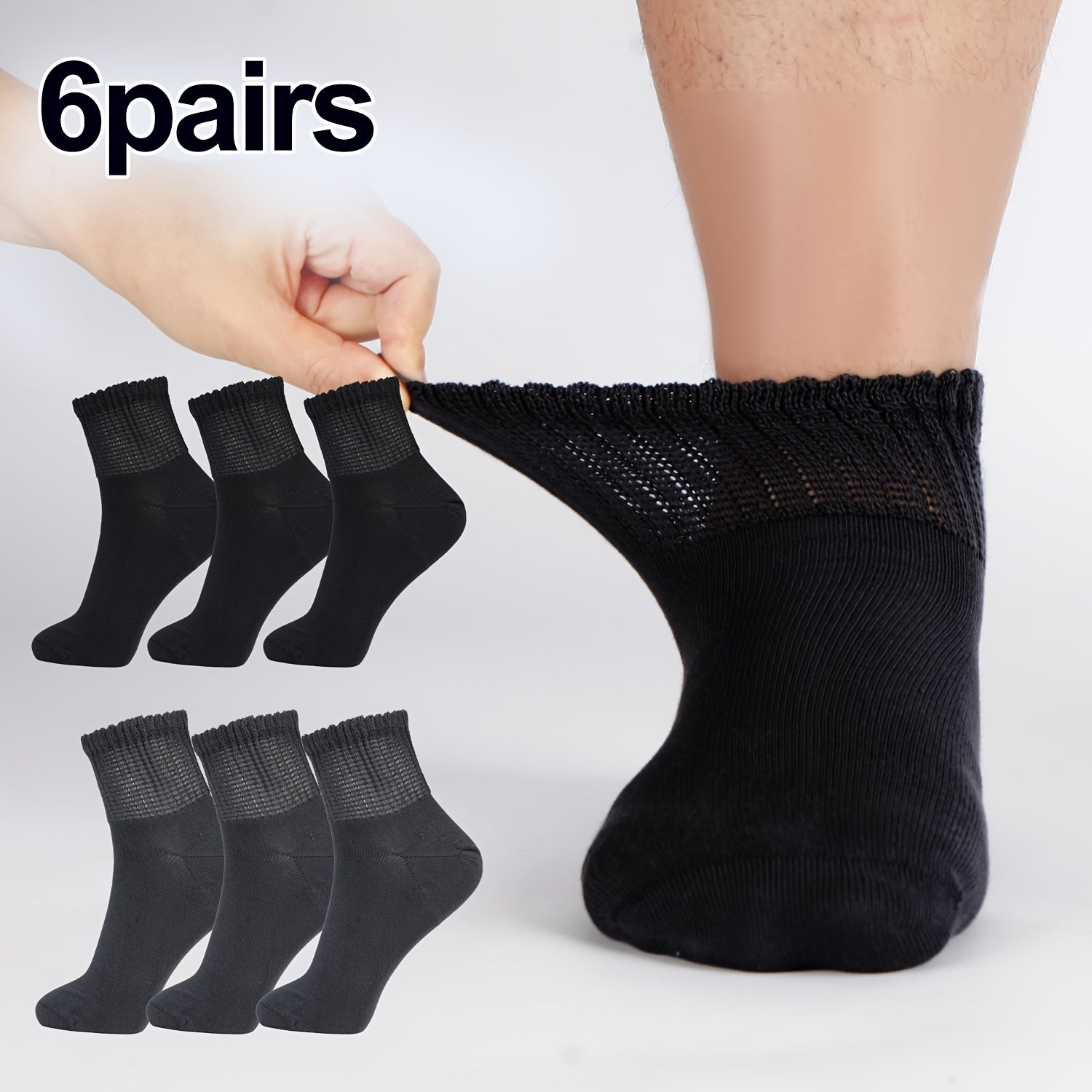 6 Pairs Diabetic Ankle Socks Viscose Blend Soft & Comfortable
