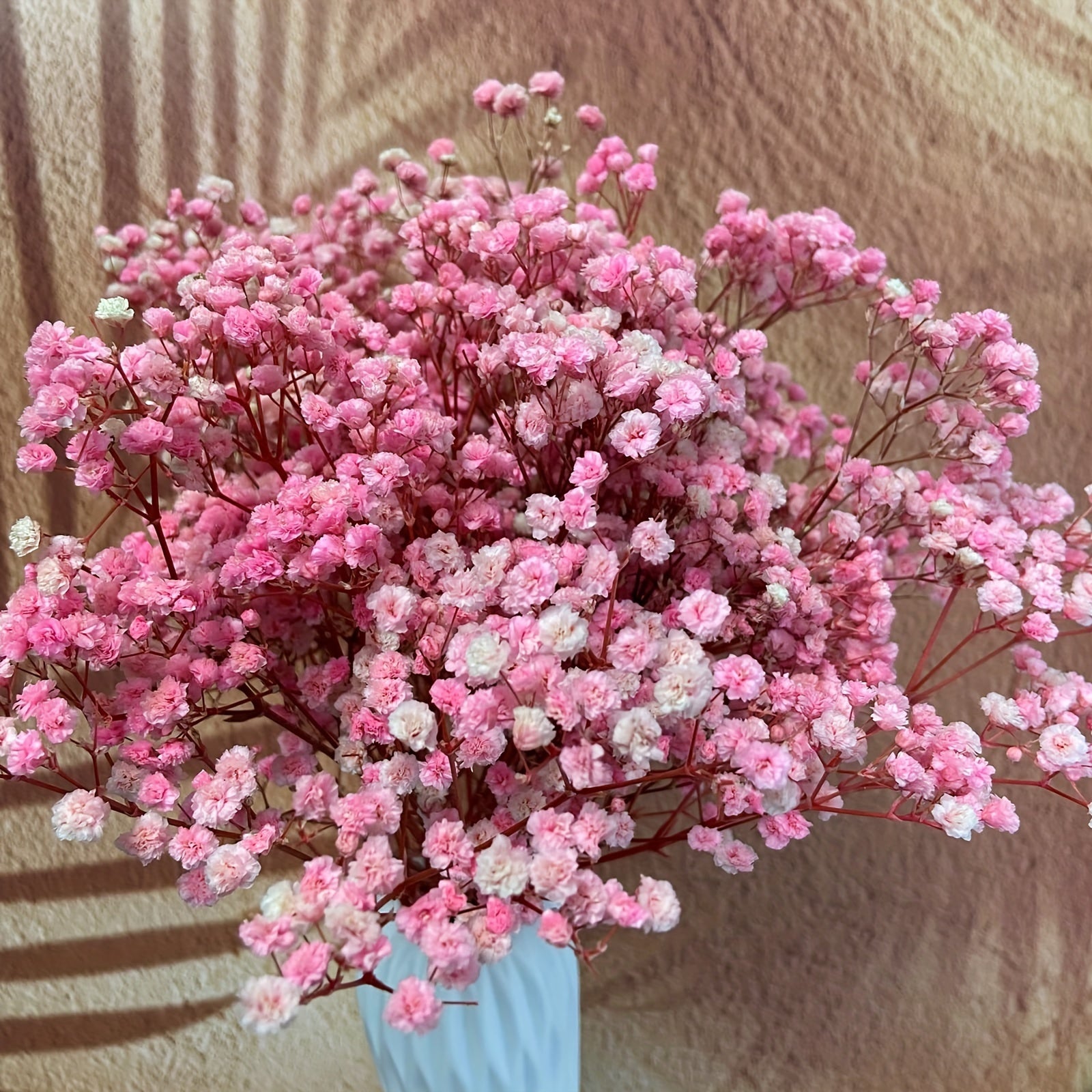 3 Bunches Pink Preserved Baby's Breath Flowers for Vase Home Decor Party