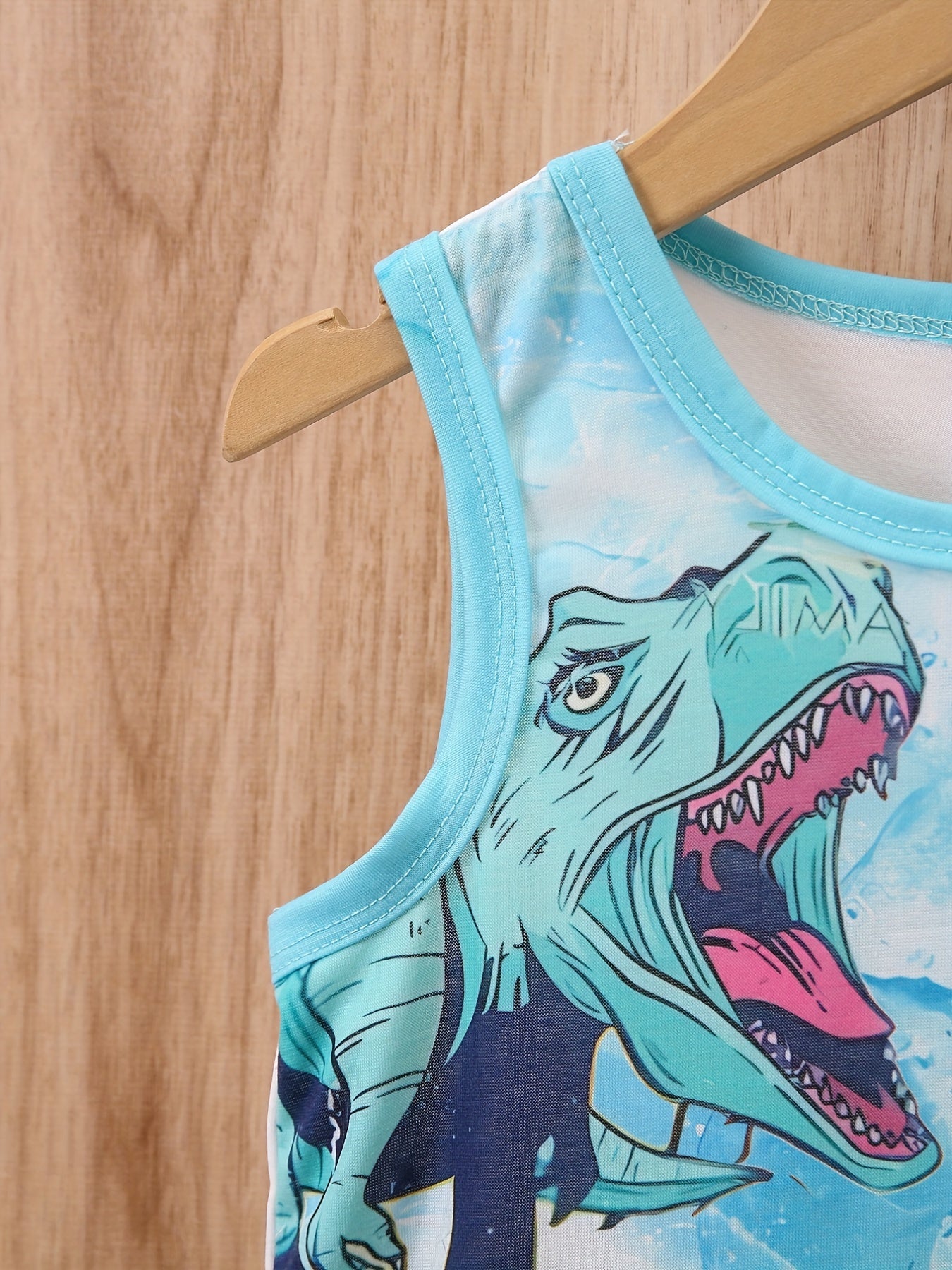 Boys Dinosaur & Coconut Tree Tank Top & Shorts Set for Summer