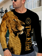 LION 3D Print Graphic Sweatshirt Loose Pullover Men's Clothing