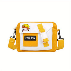 Letter Patch Bag Small Square Shoulder Bag With Pin