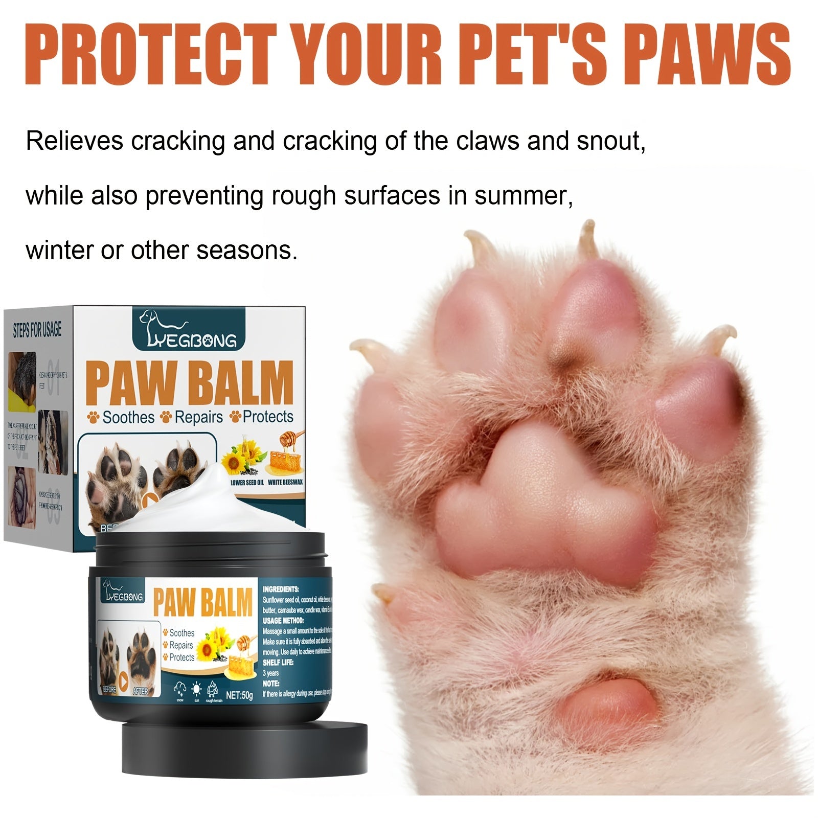 Pet Paw Cream for Dogs and Cats - Foot Protection Balm