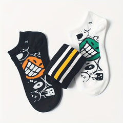 Men's Striped Liner Anklets Socks Cotton Blend Soft Breathable Sweat Absorbent
