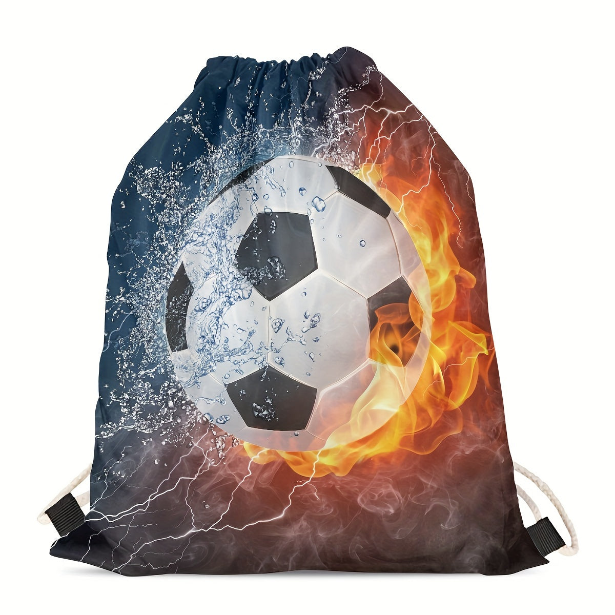 Football Printed Backpack Drawstring Fitness Bag Outdoor Sports Daily Use