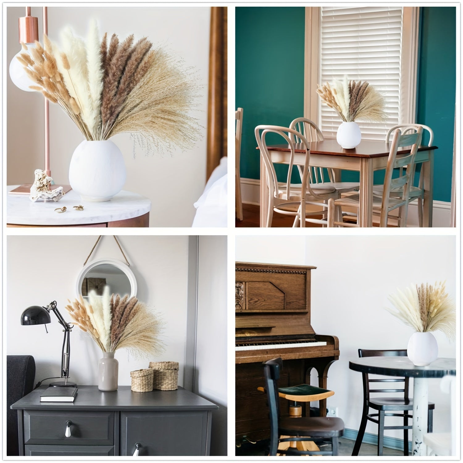 80pcs Dried Pampas Grass Decor with Bunny Tails