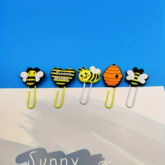 10pcs Cartoon Bee Paper Clip Colored Animal Bookmark PVC Stationery Office