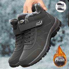 Men's Snow Boots Hook Loop Fastener Warm Fleece Plush Comfy Ankle Boots