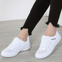 Women's Knitted Sports Shoes Lace Up Low Top Outdoor Running Shoes