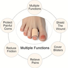 Elastic Fabric Toe Tubes with Silicone Gel Lining for Toe Pain Relief
