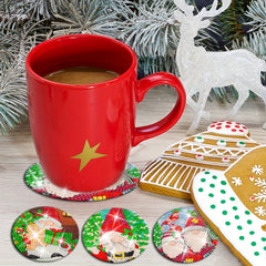 8Pcs Christmas Gnome Diamond Art Coaster Kits With Holder