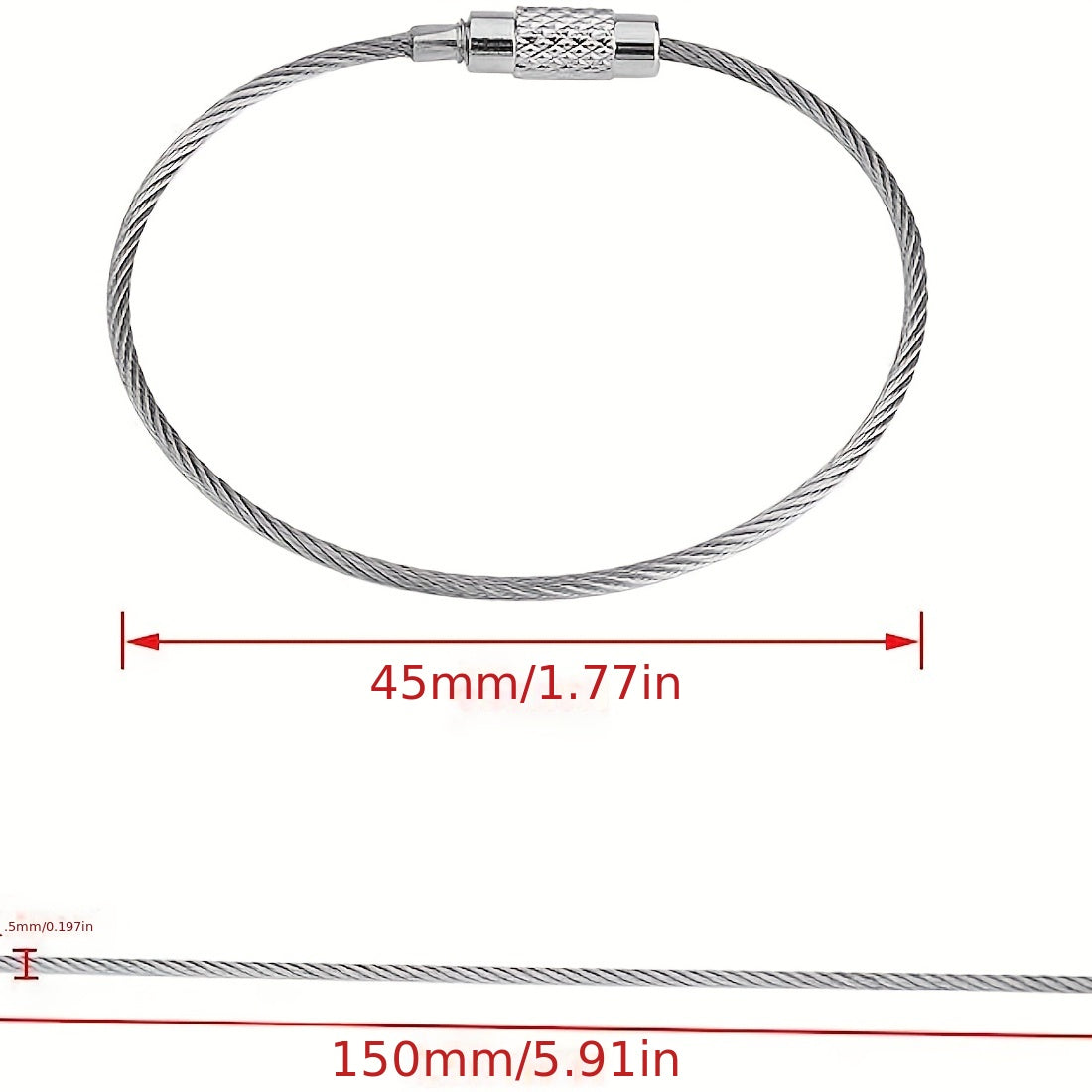 10pcs Stainless Steel Keychain Cable Key Ring Wire Keychain