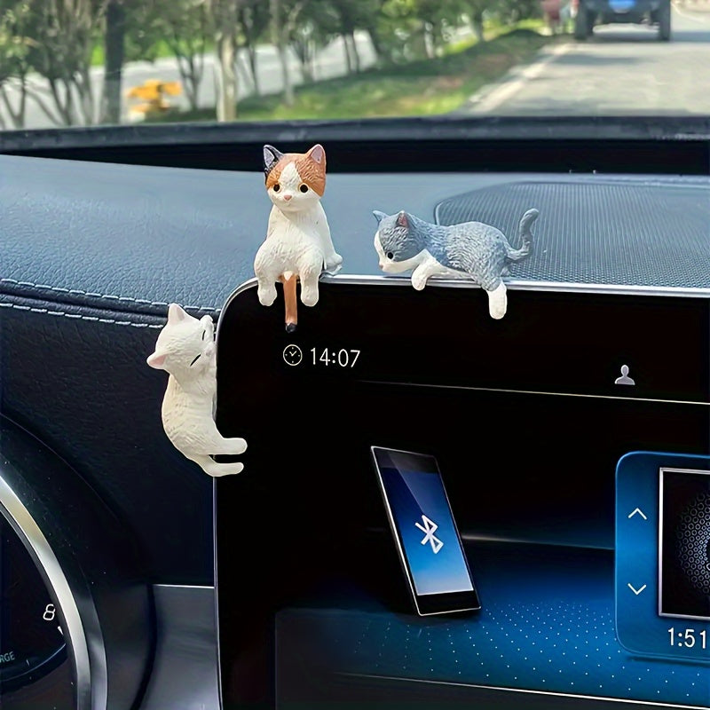 4pcs Cartoon Cat Car Dashboard Decorations ABS Resin Figurines