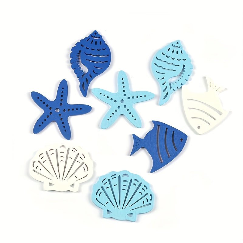 50pcs Mediterranean Wooden Craft Shapes for Beach Weddings Coastal Home Decor
