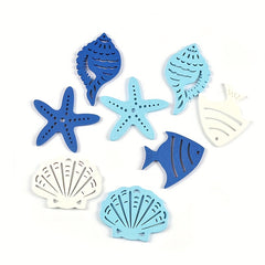 50pcs Mediterranean Wooden Craft Shapes for Beach Weddings Coastal Home Decor