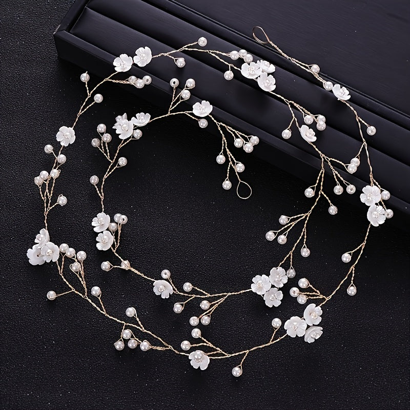 Faux Pearl & Flower Bridal Hair Vine