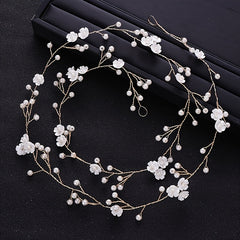 Faux Pearl & Flower Bridal Hair Vine