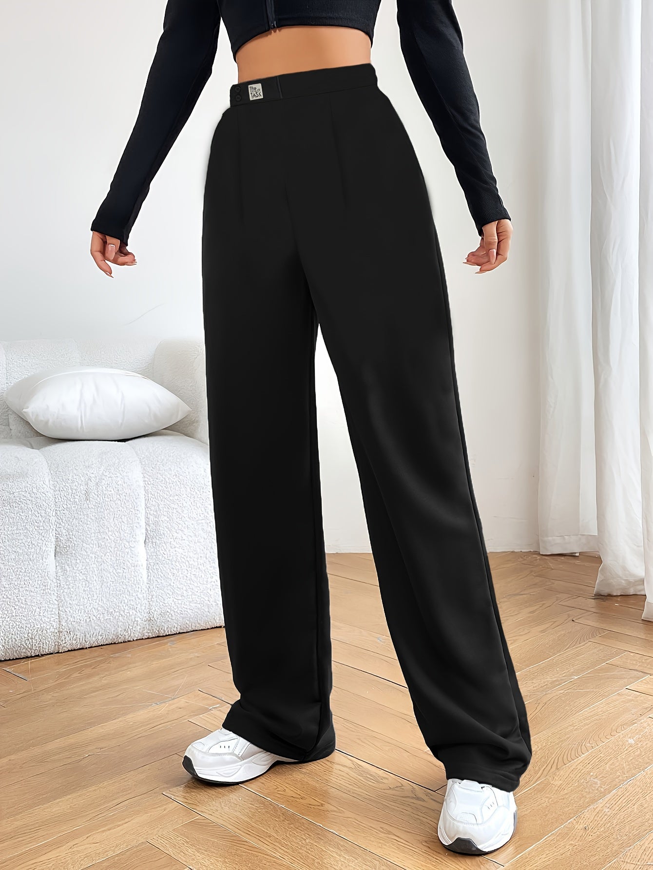 Wide Leg Casual Pants Elastic Waist Running Jogger Pants