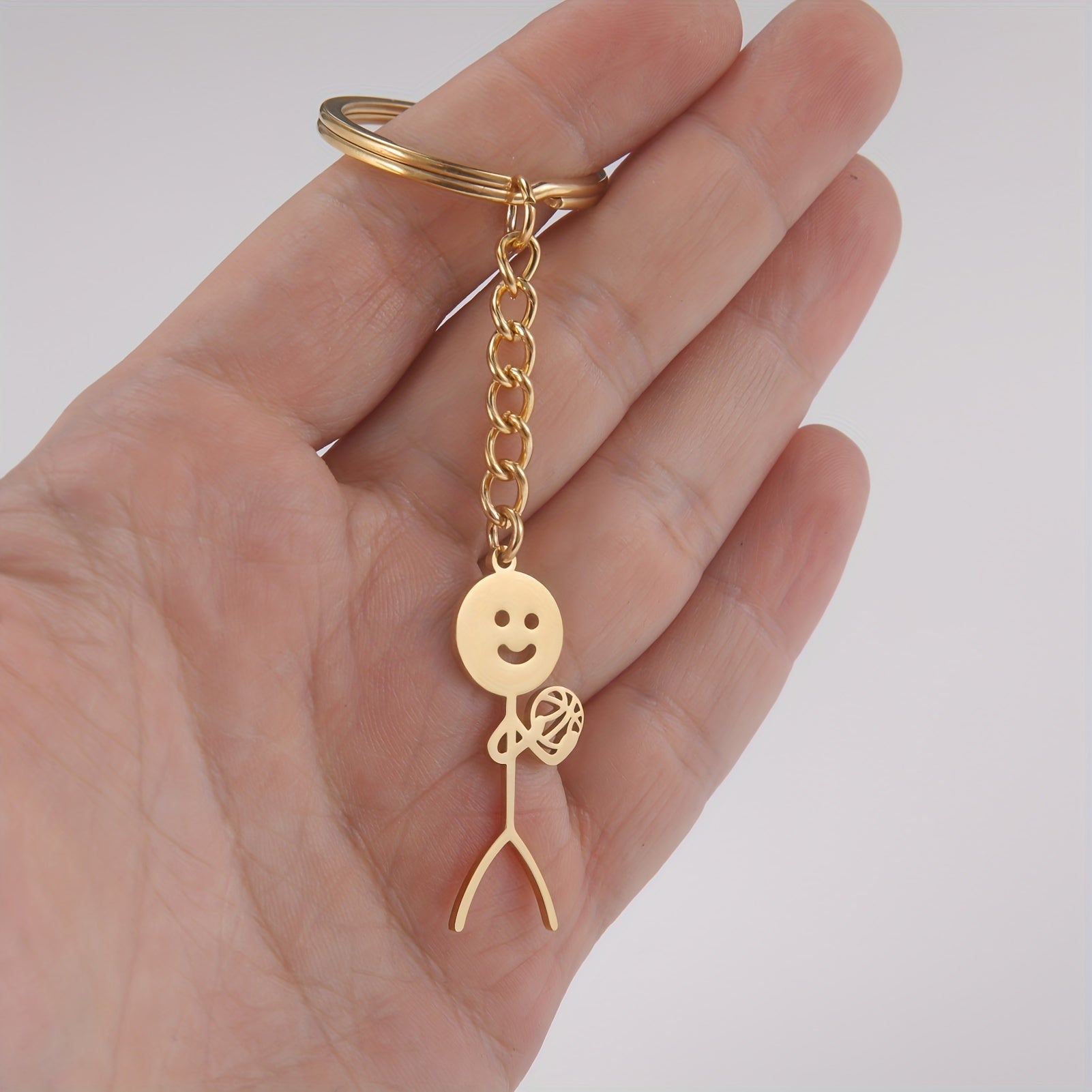 Stickman Keychain Stainless Steel Jewelry Gift