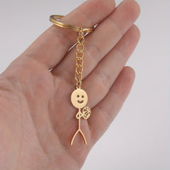 Stickman Keychain Stainless Steel Jewelry Gift