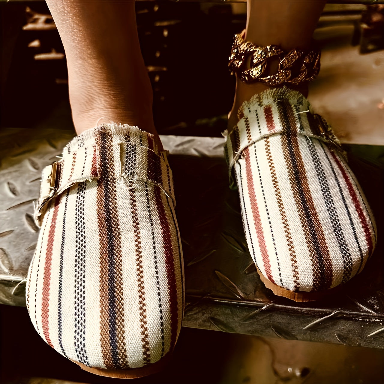 Women's Geometric Pattern Canvas Skate Shoes Retro Casual Flat Walking Shoes